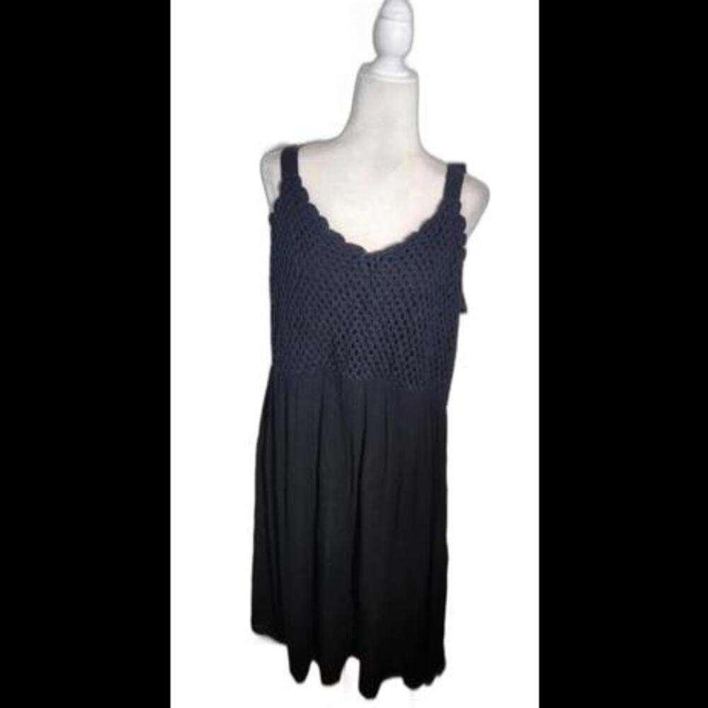 (GB14) Studio West Apparel Women's Black Maxi With Crochet Detailing,
